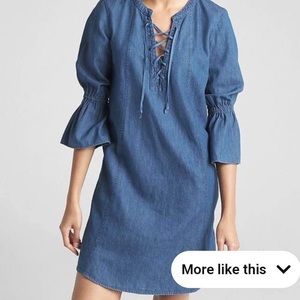 Puff sleeve denim mini dress